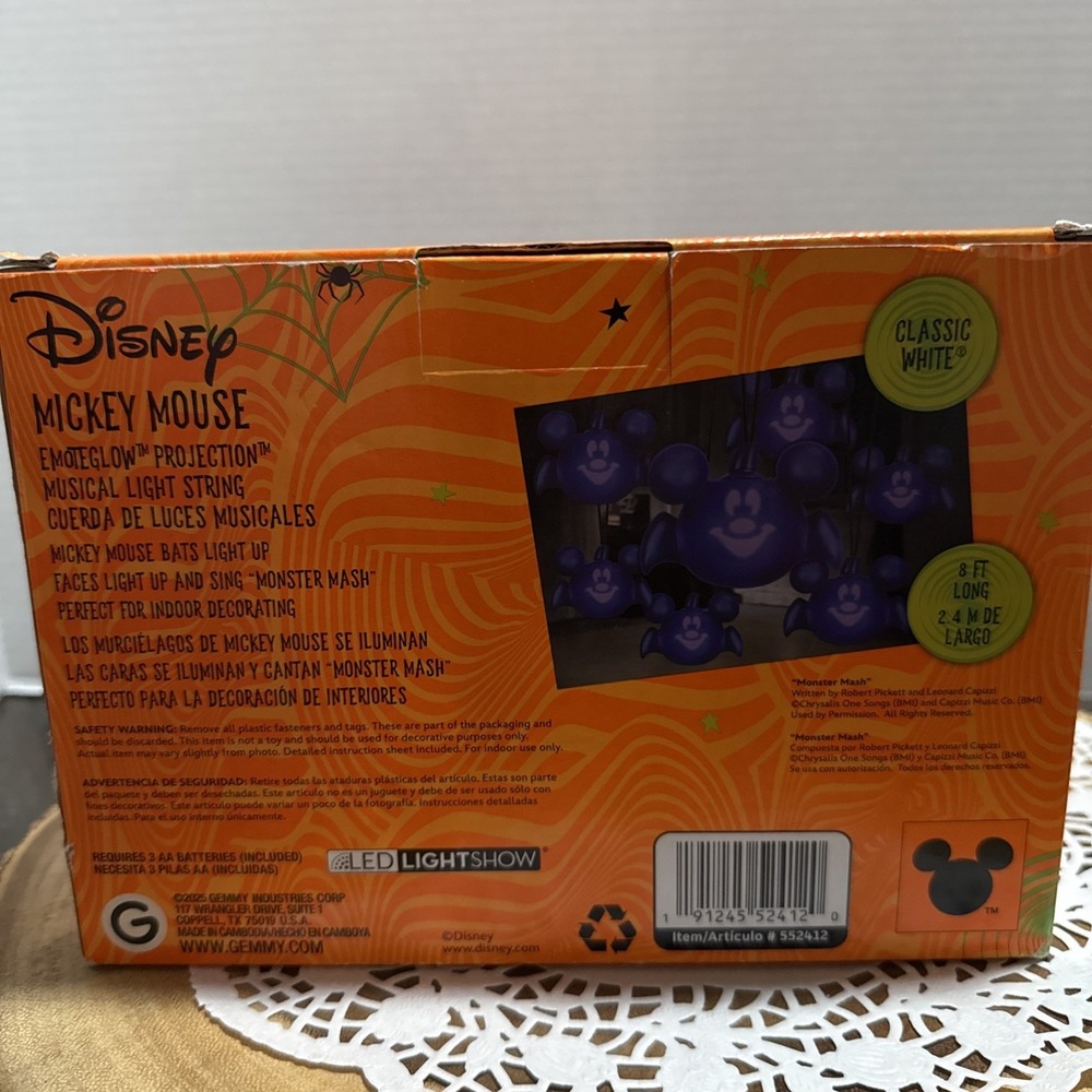 Disney Halloween Mickey Mouse EmoteGlow Monster Mash Bat Lights New Open Box - Picture 5 of 8